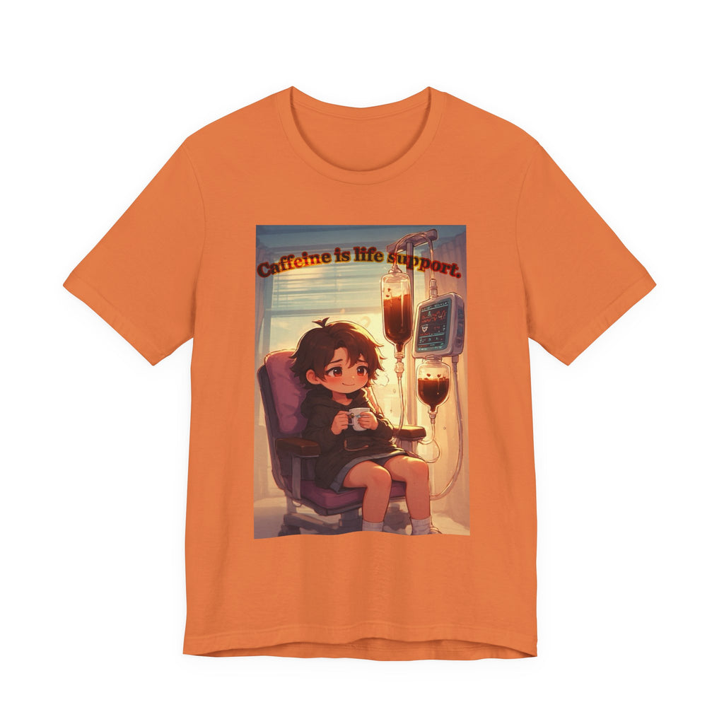 “ caffeine inside support.” Female themed t-shirt.
