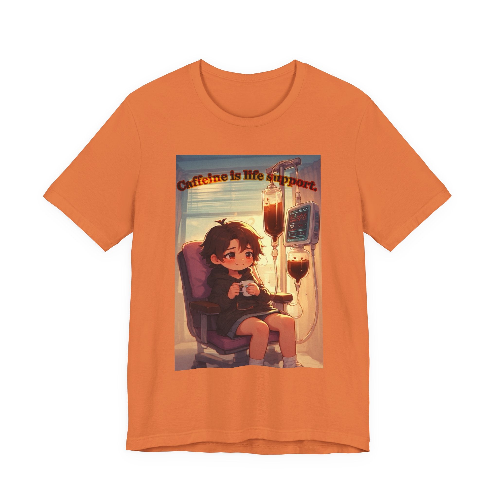 “ caffeine inside support.” Female themed t-shirt.