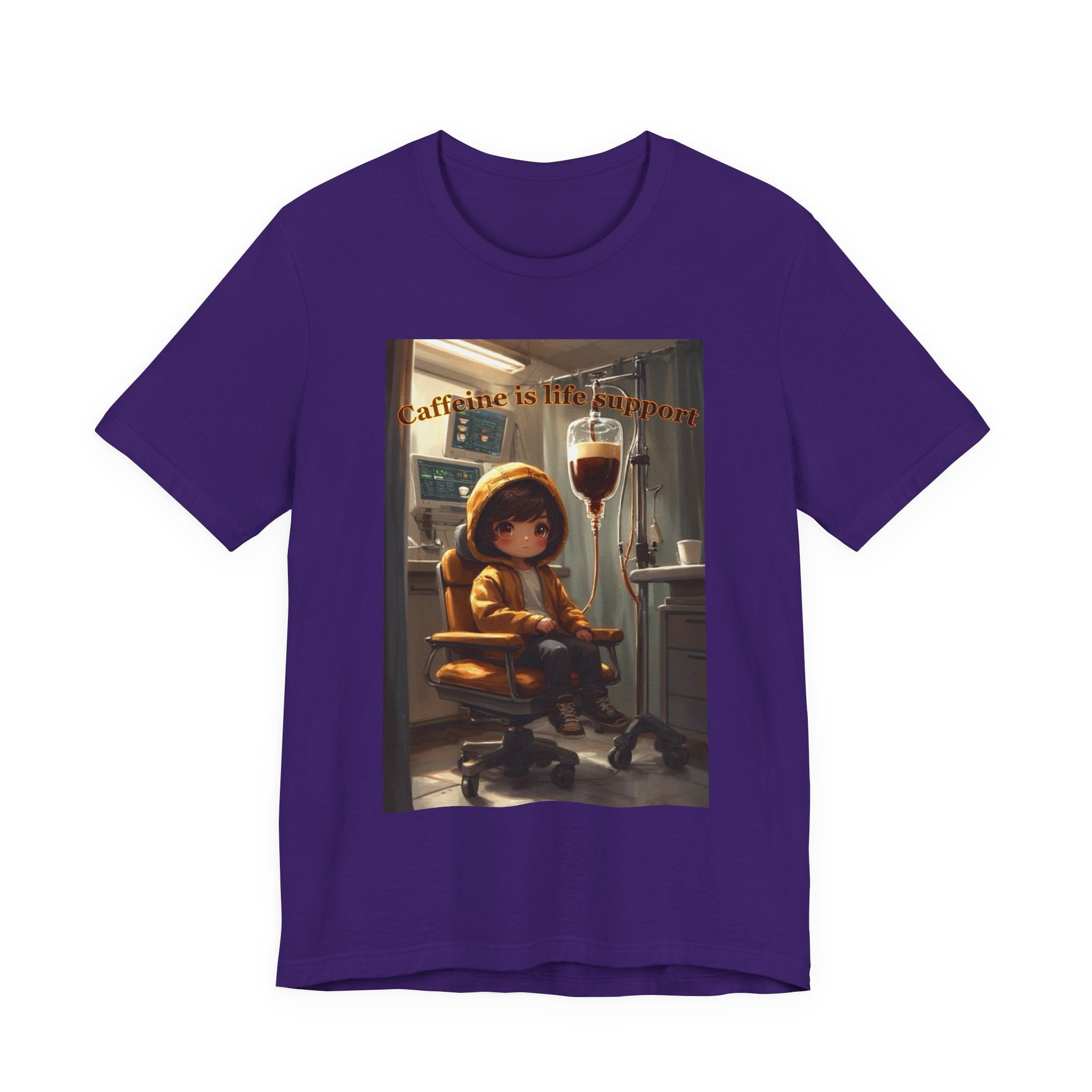 “Caffeine is life support.” Male themed t-shirt
