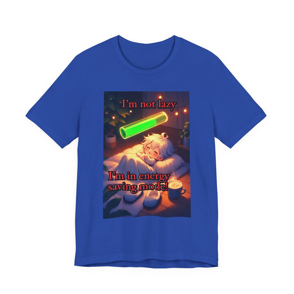 Energy saving mode. Male themed t-shirt