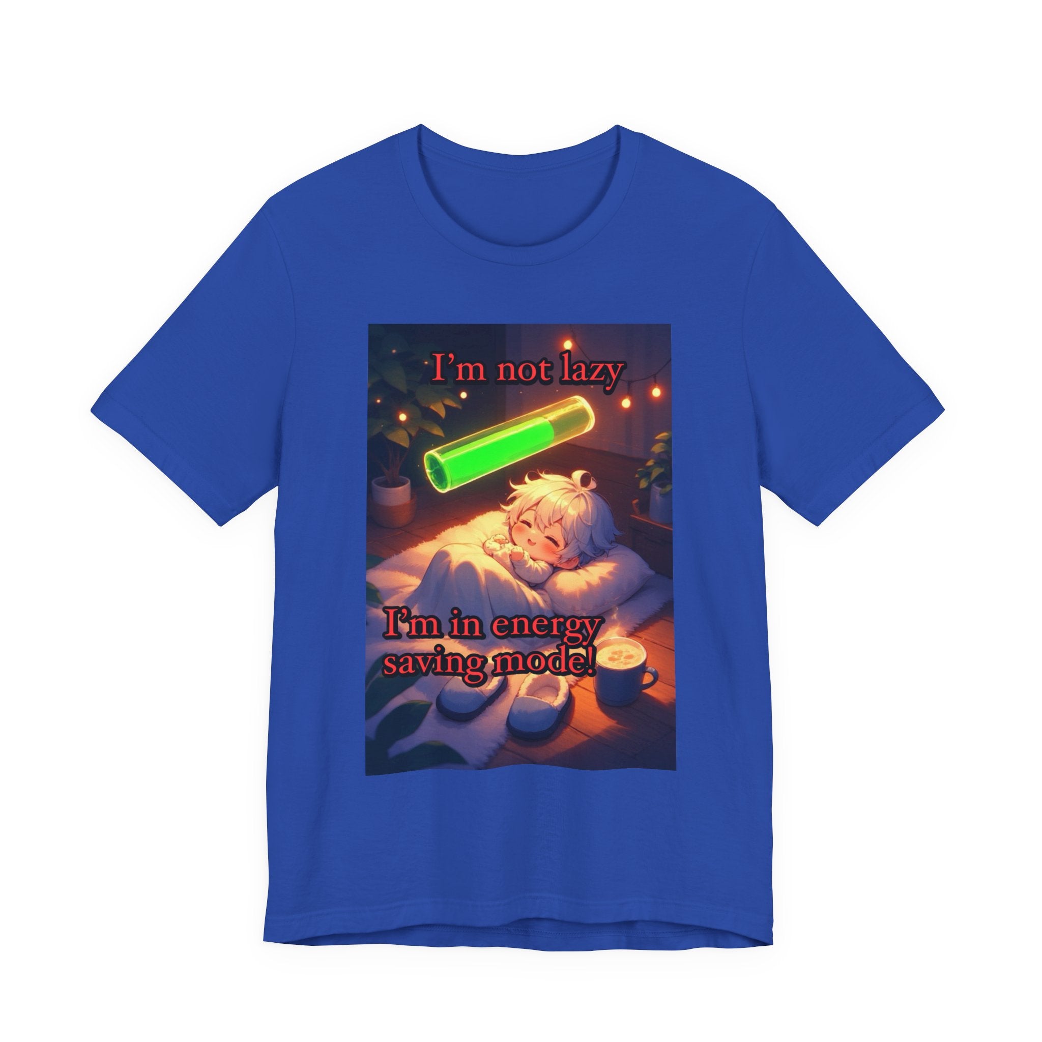 Energy saving mode. Male themed t-shirt