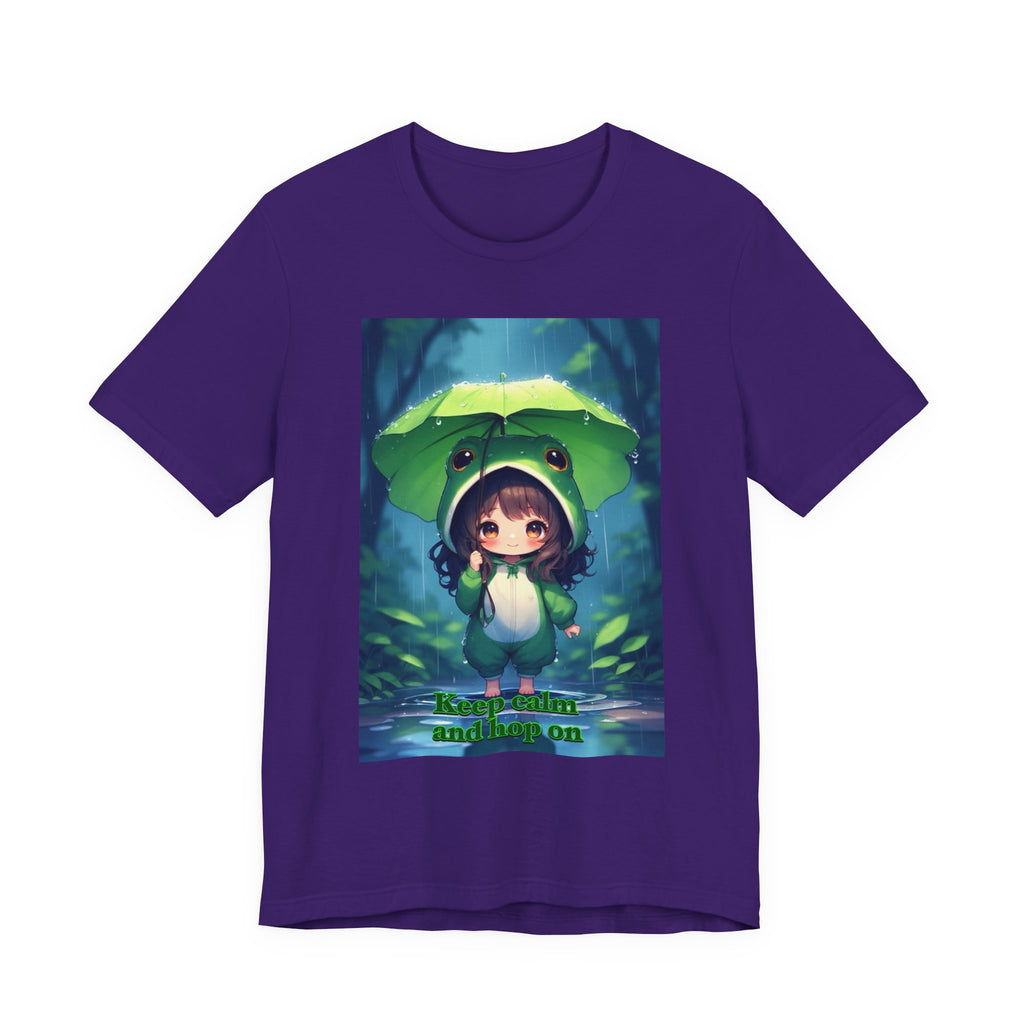 “ keep calm and hop on.” Female themed t-shirt.