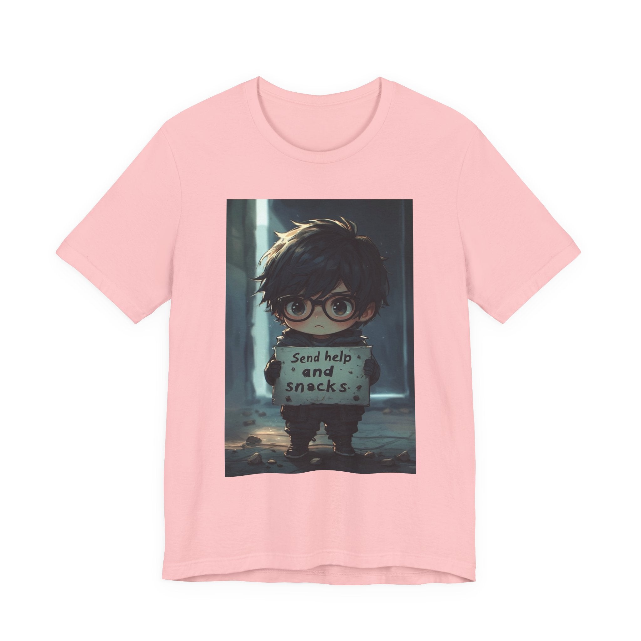 Send help and snack. Male themed t-shirt